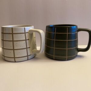 Hearth & Hand  Window Grid Pattern Stoneware Coffee Tea Mug set